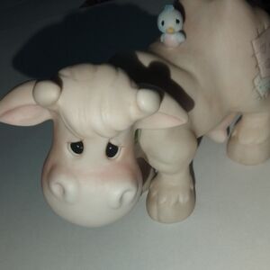 Precious Moments Cream and Pink Cow Figurine